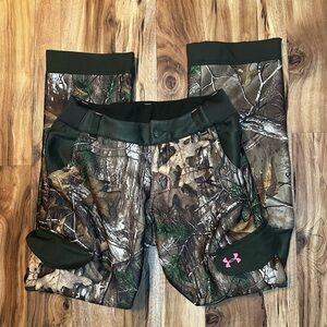 Under Armour Womens Camo Pants SM/P Storm Fleece Lined Hunting Outdoor Zip Leg